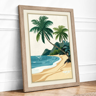 Tropical Beach Palms Art Deco - Framed Print