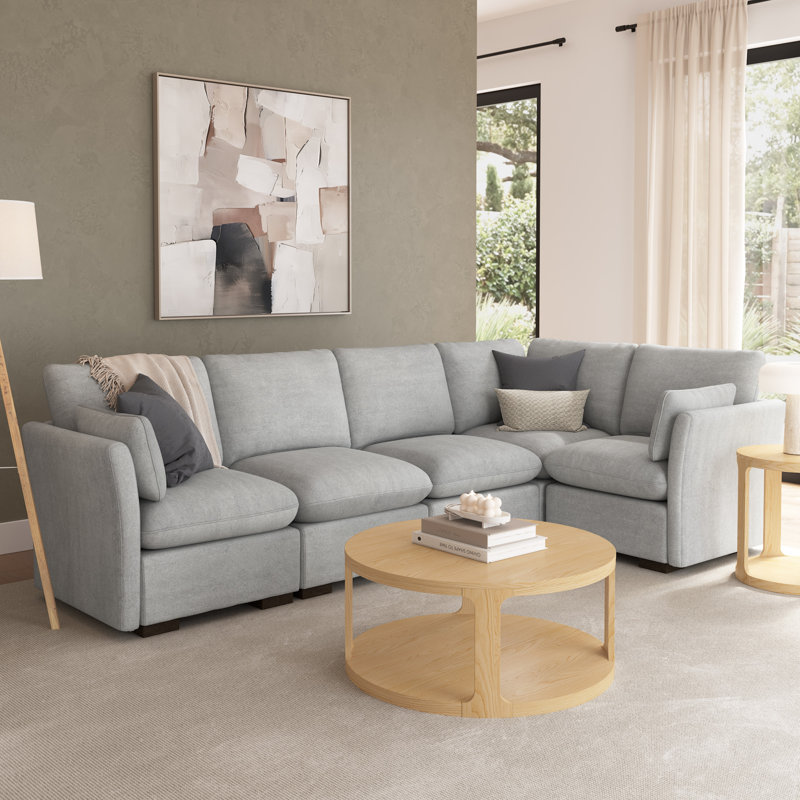 Coin modulaire, meubles de salon, Polyester gris tourterelle