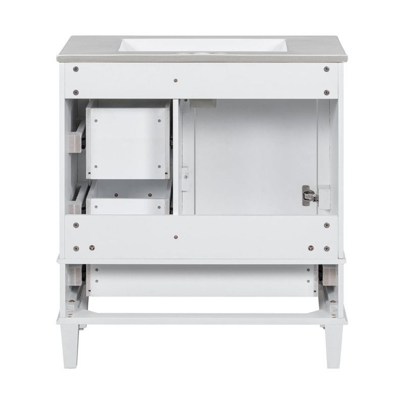 Meuble-lavabo autoportant 30 po, Argent, Blanc