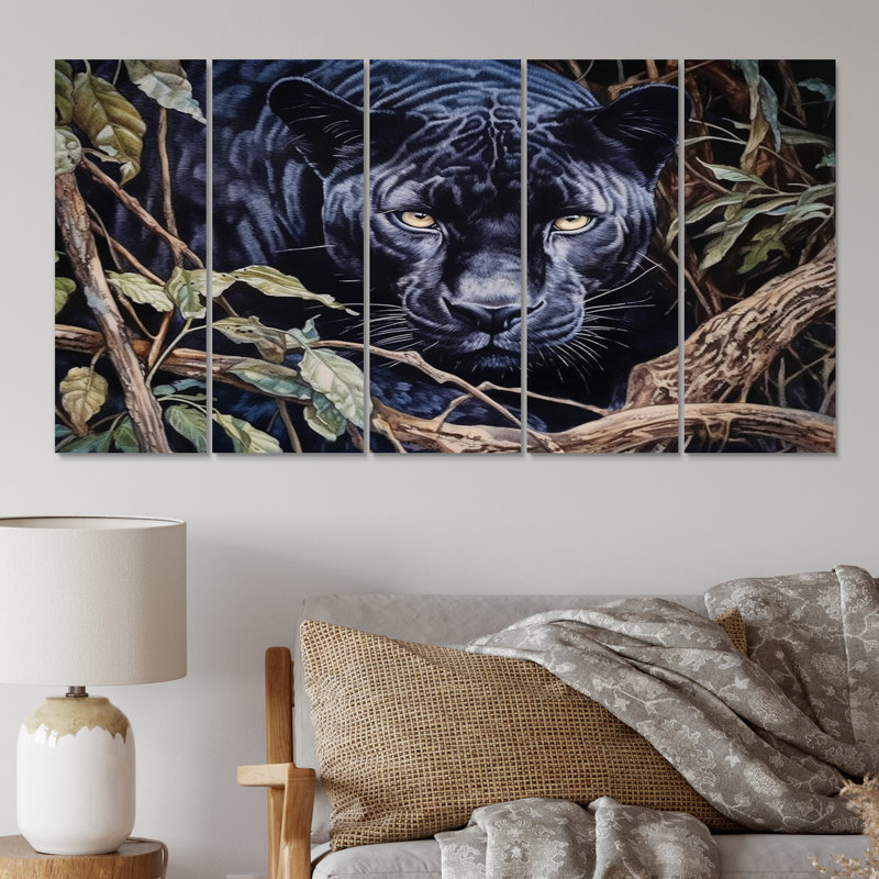 Panther's Gaze II - Animals Canvas Print - 5 Equal Panels