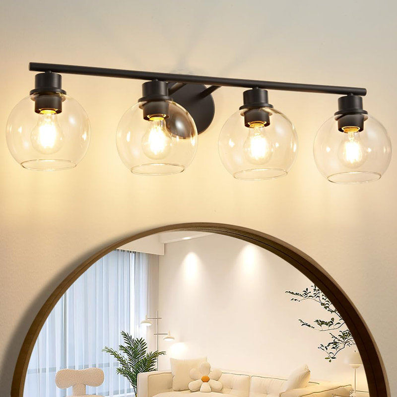 Aanay Dimmable Bathroom Vanity Light, 4, Matte Black