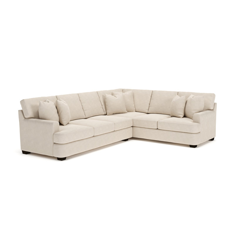 Canapé modulaire de coin large de 125 po Emilio, Vanille Macc, Accoudoir à droite (vu de face)