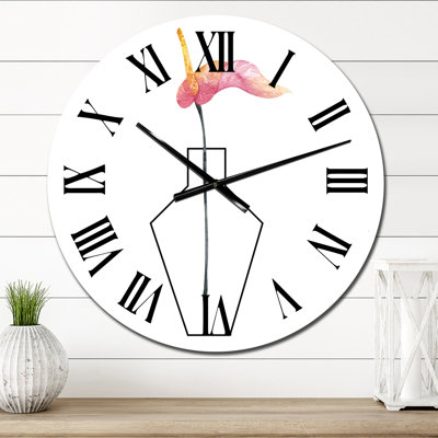 Composition avec bouquet floral minimaliste - Horloge murale décontractée