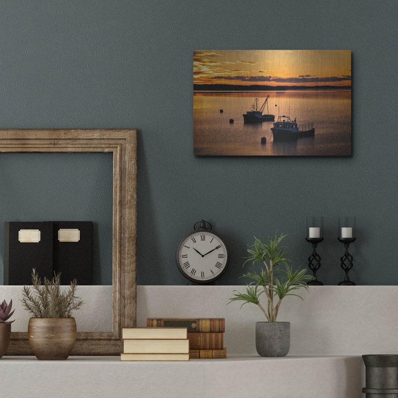 Mur en métal «Sunset At Anchor» par Rick Berk, H 12 po x l 16 po
