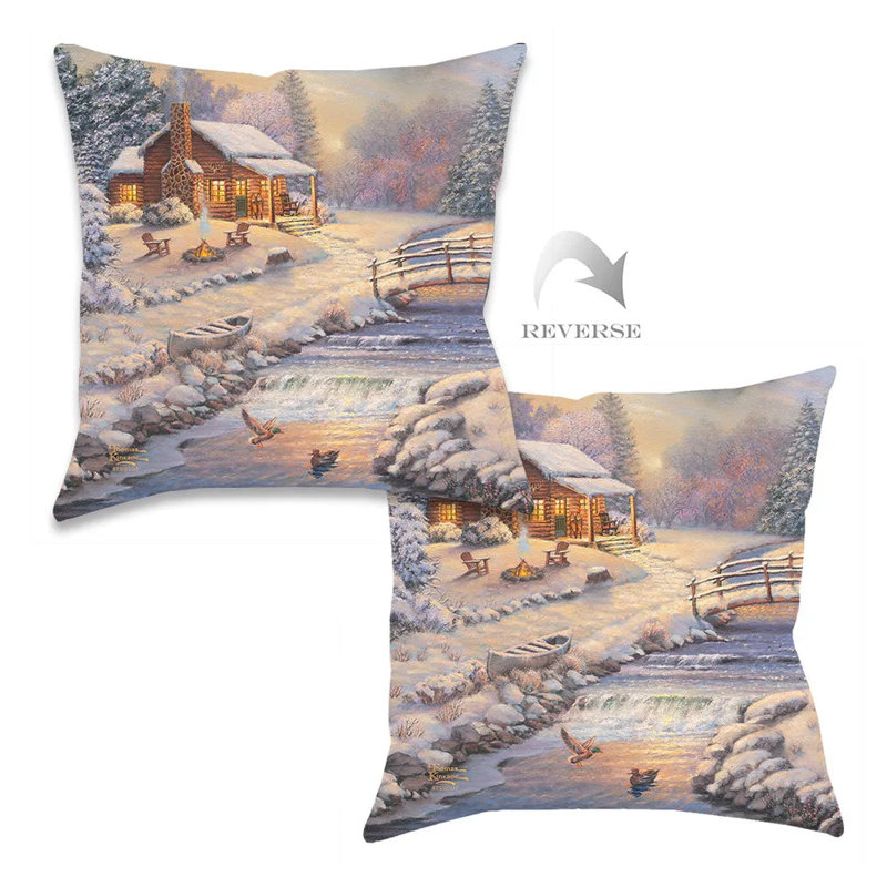 Coussin décoratif Thomas Kinkade A Winter Retreat