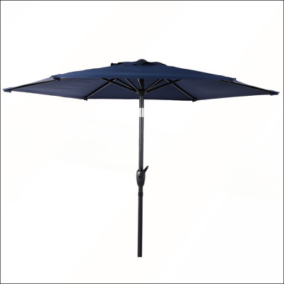 Parasol d'extérieur 7,5 pi avec bouton-poussoir, mécanisme à manivelle et auvent imperméable pour jardin et terrasse