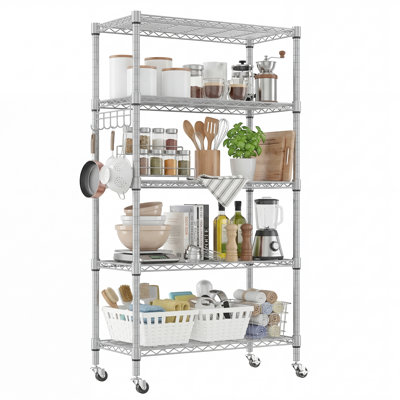 Lylla Height -Adjustable Shelving Unit with Wheels