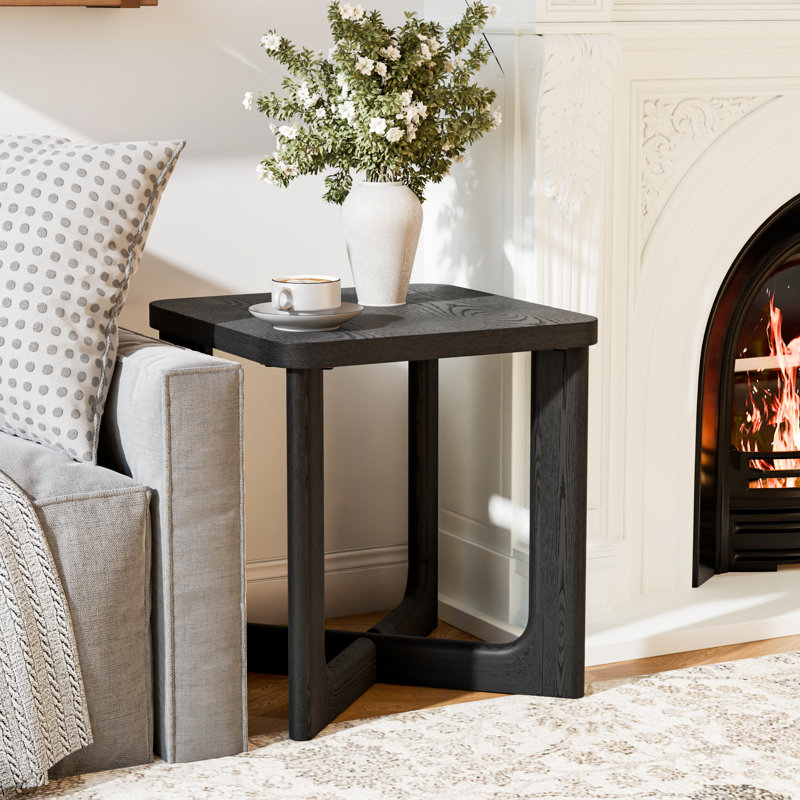 Table d'appoint 24 po H table d'appoint en bois massif pour table de salon, Noir, 2