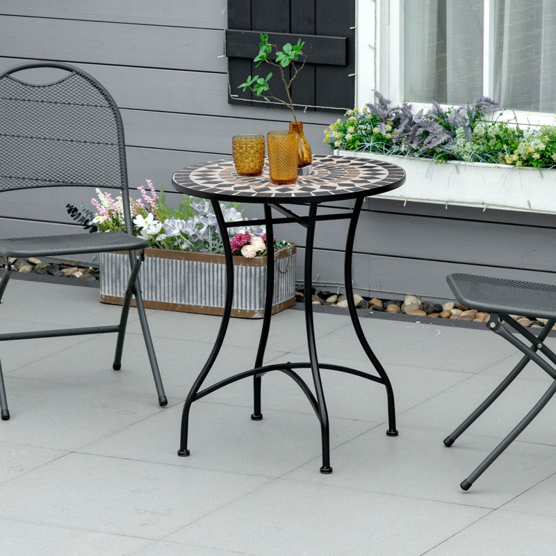 Table mosaïque, table de jardin ronde pour le jardin, noir