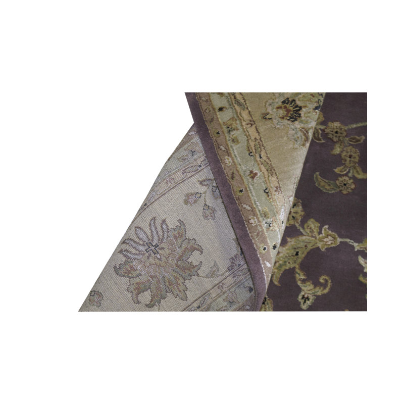 Tapis brun et crème noué à la main de haute qualité