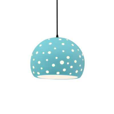 Perforated Globe 1-Light Pendant - Reflecting Pool - Matte Black - 10"W X 7.75"H - Replaceable Bulb - Black Cord