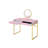 Coleen Pink & Gold Finish Vanity Desk W/Mirror & Jewelry Tray