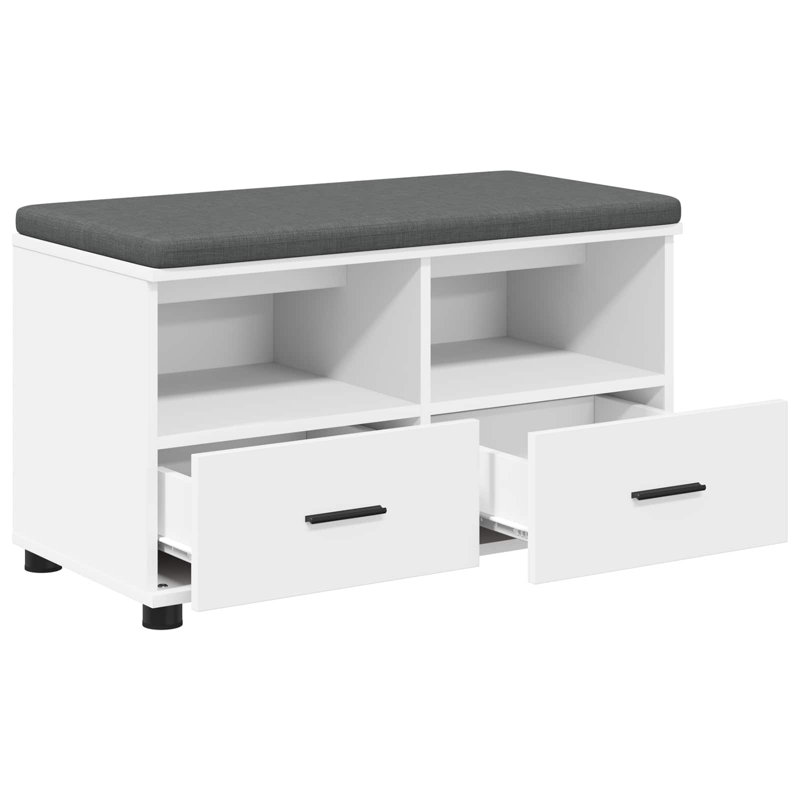 Storage Bench, White, 46cm H x 80cm W x 38cm D
