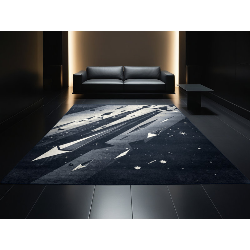 Tapis à motif géométrique moderne et contemporain lavable à la machine Parlin, 2 x 3