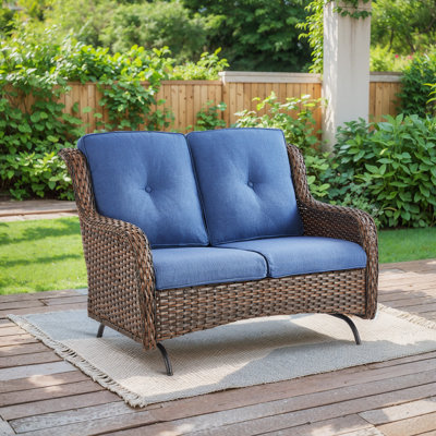 Mickala Patio Glider Bench - Outdoor Rocking Loveseat With Sturdy Frame And Cushion Seats