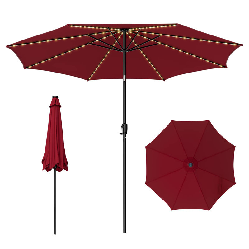 Goggin 300cm Lighted Market Parasol, Burgundy