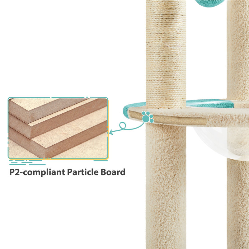 90cm H Cat Tree, Indigo/Beige