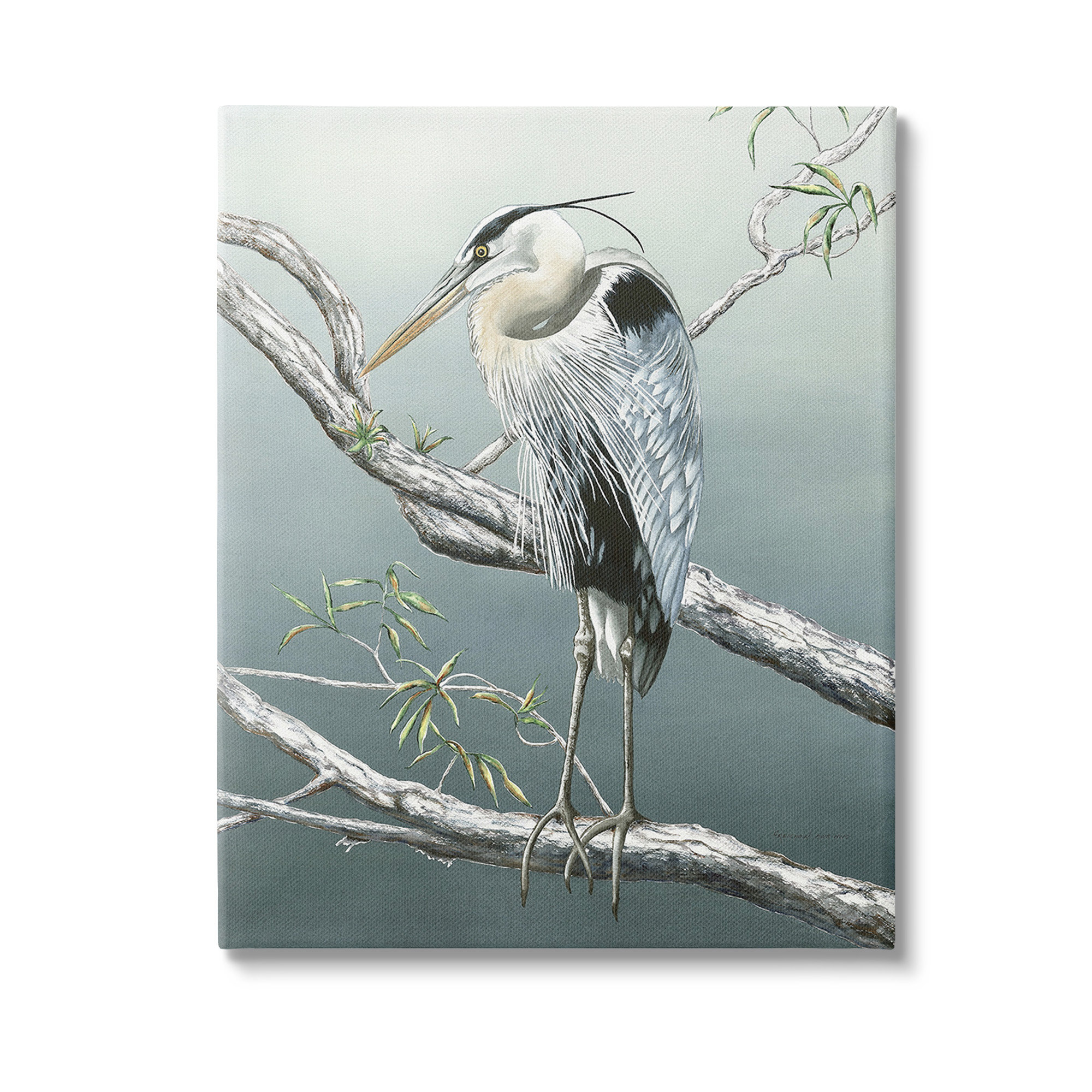 Winston Porter Traditional Heron on Branch Canvas Wall Art by Christine ...