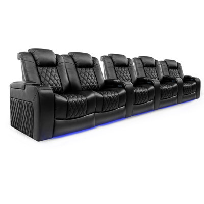 Upholstered Home Theater Seating with Cup Holder