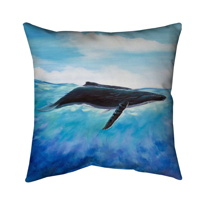 Blue whale - 18"x18" Outdoors Throw pillow - Spun poly - Print on demand