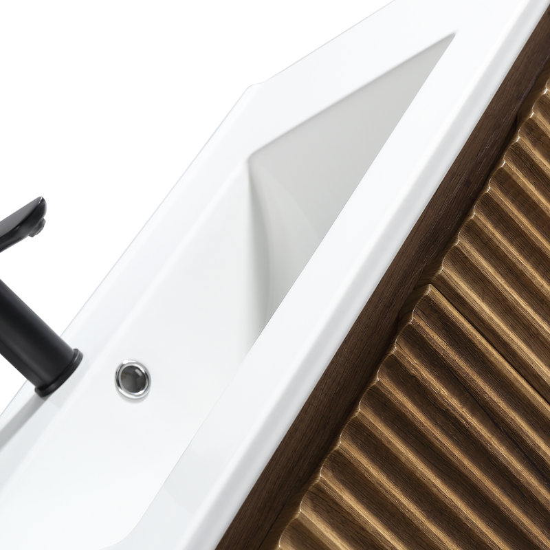 Meuble-lavabo de salle de bain pliable de 30 pouces avec lavabo et portes à fermeture en douceur - Installation rapide en 30 secondes au mur, style Shaker avec tablette réglable