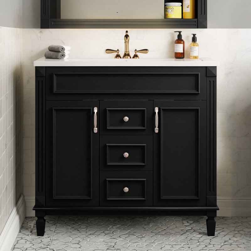 This Single-Sink Bathroom Vanity With A Top Sink Is Paired With A Modern Storage Cabinet With 2 Soft-Closing Doors And 2 Drawers. It Provides Practical And Convenient Storage, Efficient Space Utilization, And Is Both Beautiful And Functional.