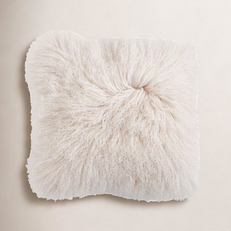 Jiana Mongolian Faux Fur Throw Pillow, Clear
