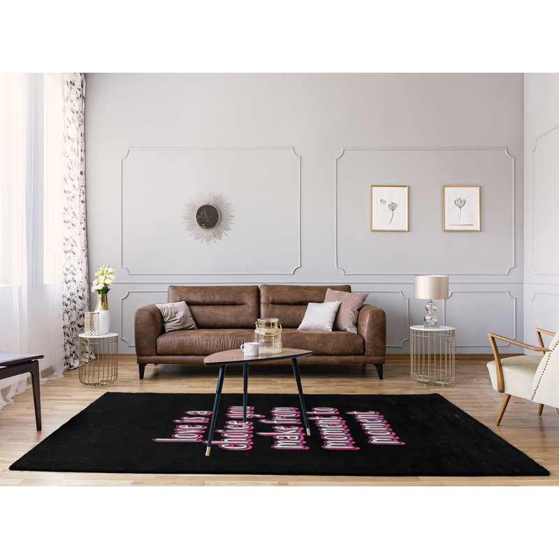 Tapis en poly-chenille style tableau noir love is choice, Rectangle 5 pi x 7 pi