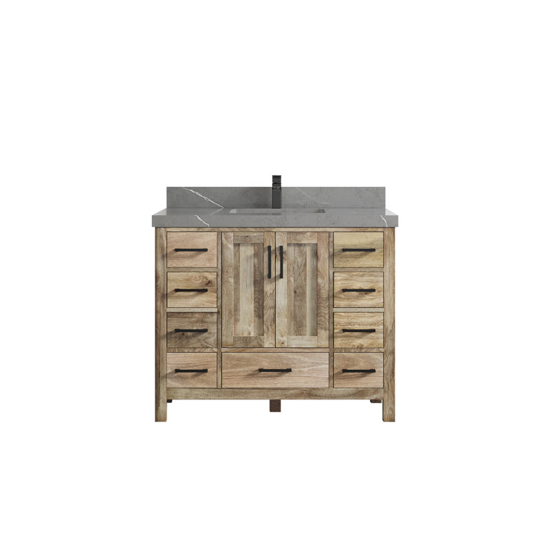 Ensemble de meuble-lavabo simple 42 po Malibu, Gris Piatra, Naturel