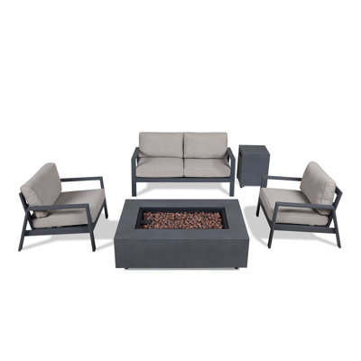 Aegean 4 Seat Outdoor Patio Furniture Set With Fire Table