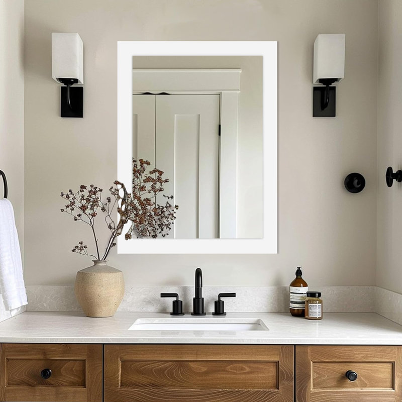Wood Rectangle Mirror, 40" x 30", White