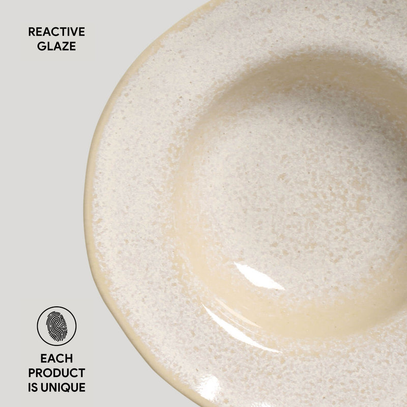 Handcrafted Latte Porcelain Deep Rim Salad/Dessert Plates, Set of 4