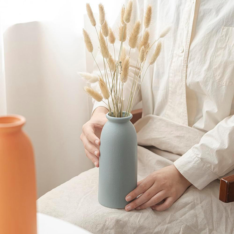 Set of 3 Blue Mix Multicolor Ceramic Vases for Home Decor