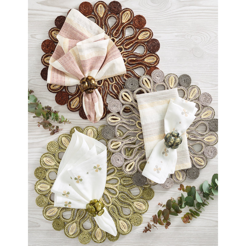 Clover Napkin, White/Natural/Gray