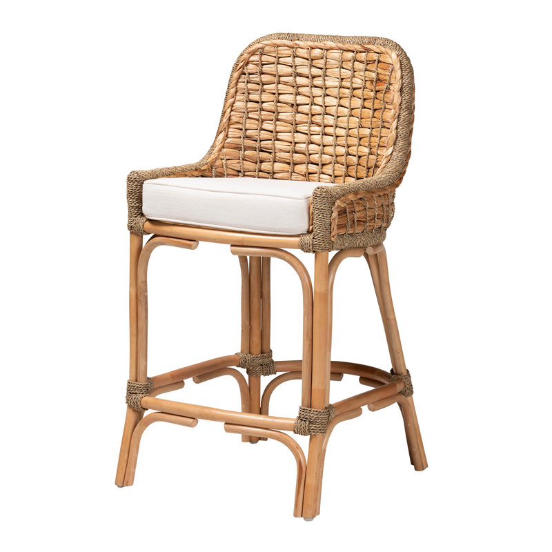 Kyle Modern Bohemian Woven Rattan Counter Stool