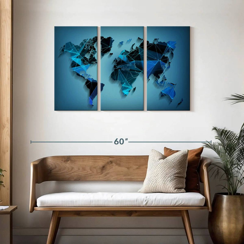 Aliaz Network Technology World Map, 28" H x 45" W