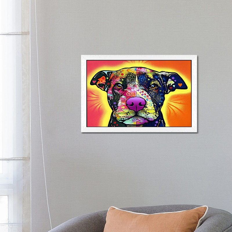 Love A Bull by Dean Russo - Print on Canvas, White Framed, 66.04 cm H x 45.72 cm W