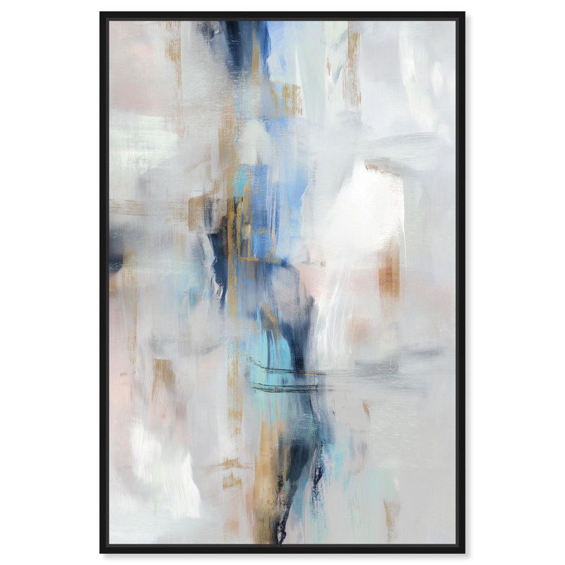 «Ocean Spray II», art abstrait vert par , Cadre flottant noir, H 16 po x l 16 po