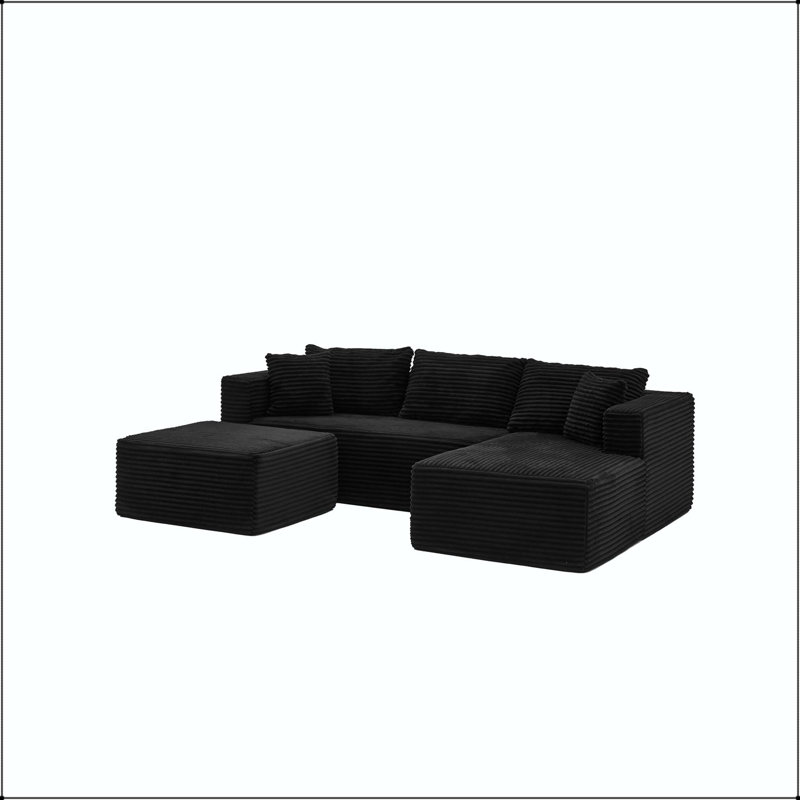 Canapé modulaire en L 105 po avec méridienne et repose-pieds