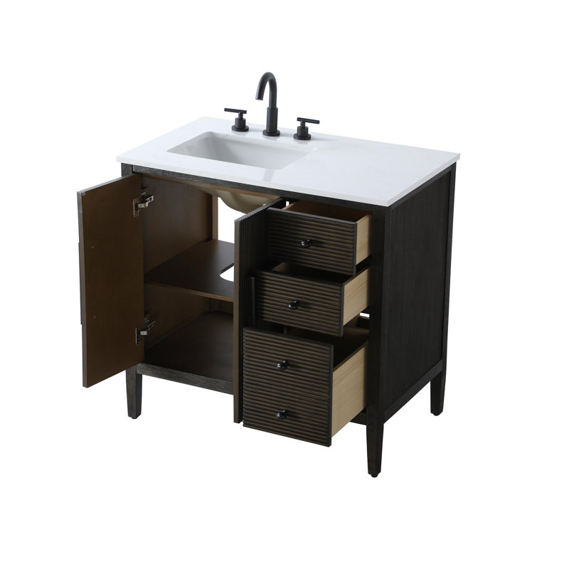 Meuble-lavabo simple 36 po, Chêne chocolat
