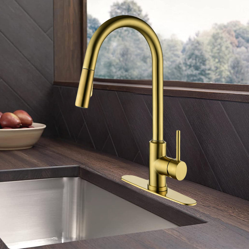 FB Pull Down Kitchen Faucet, Brushed  Gold
