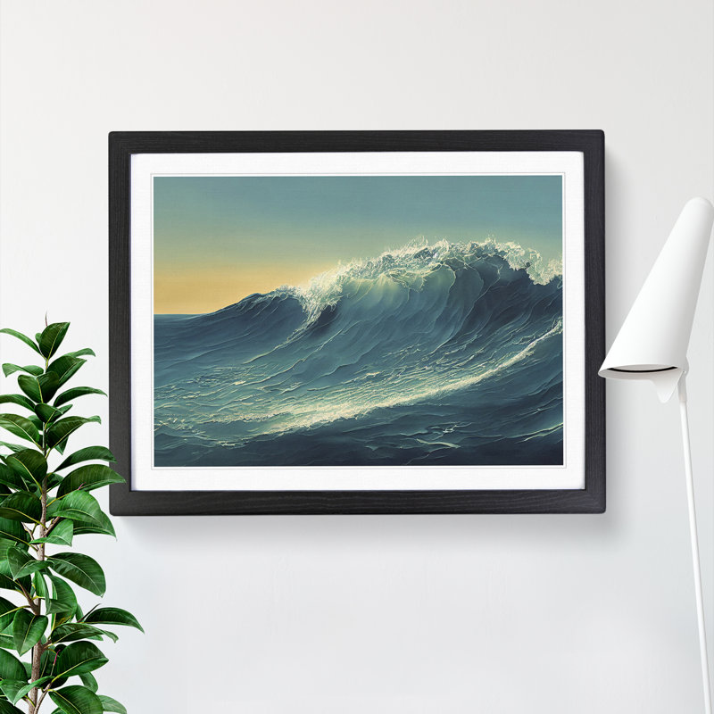 XH1022-6460X Ocean Wave Sunrise Vol.3 - Single Picture Frame Print, 46cm H x 64cm W x 2cm D, Black