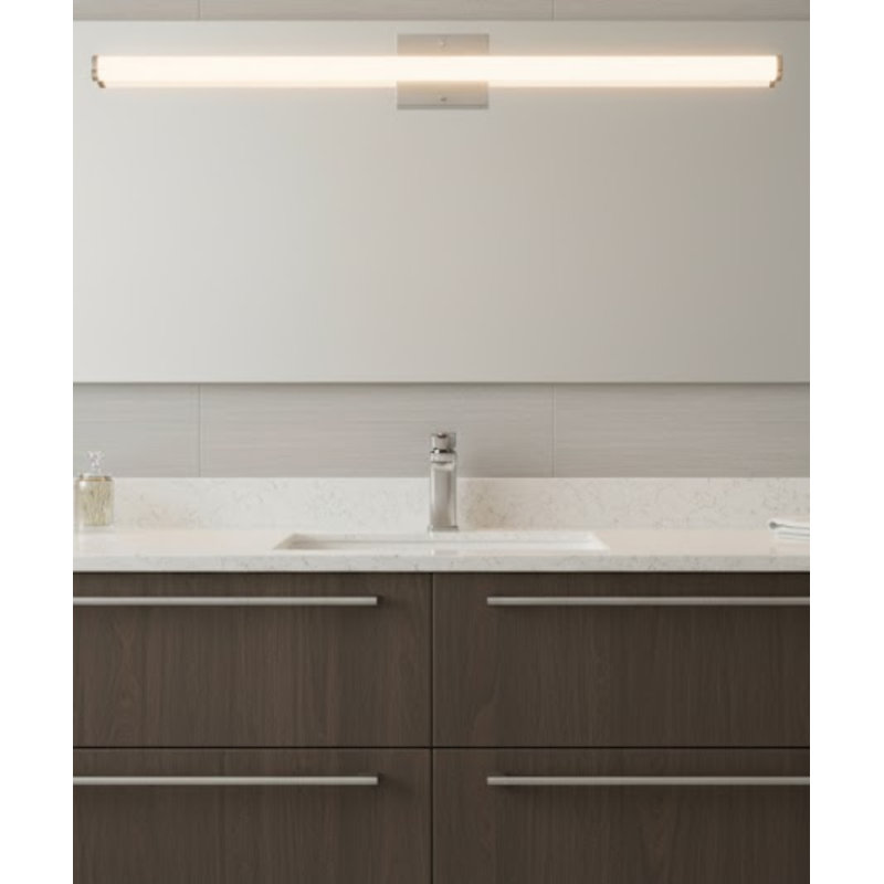 36"w 1-Light LED Round Linear Bath Vanity Light Brushed Nickel Finish