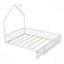 Lit, lit plateforme en bois avec garde-corps, blanc