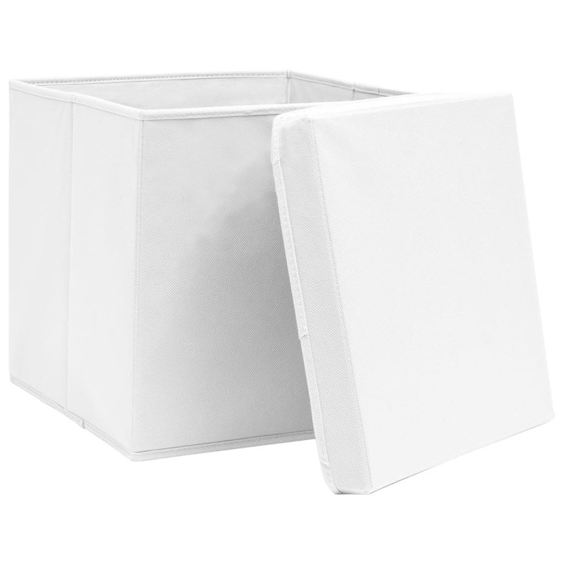 Storage Boxes with Lids Fabric, White, 32cm H x 32cm W x 32cm D