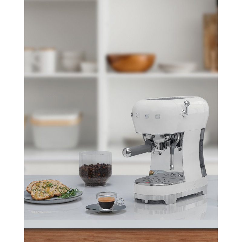 Smeg ECF02 Espresso Machine With Steam Wand, White