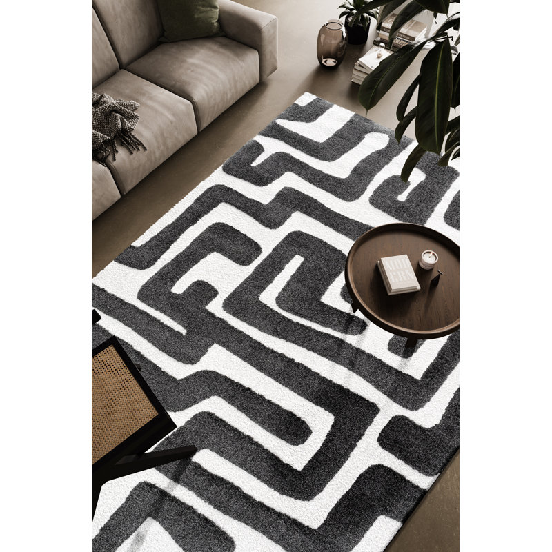 Polyester Barea Rug Example Abacasa Luna Meara Black And Ivory Recycled Polyester Area Rug ...