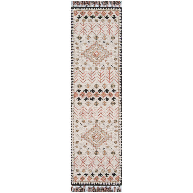 Tahoe Wool Southwestern Area Rug in Pink/Beige/Black, Runner 2'3" x 8'