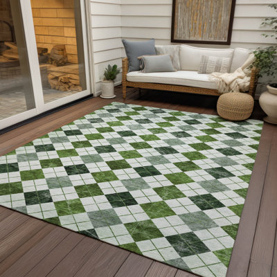 Machine Washable Indoor/Outdoor Kaczor ACN2237 Geometric Rug