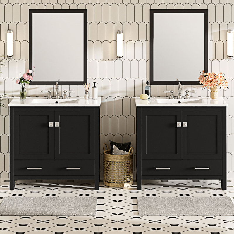 Bathroom Vanity With Ceramic Sink, Black